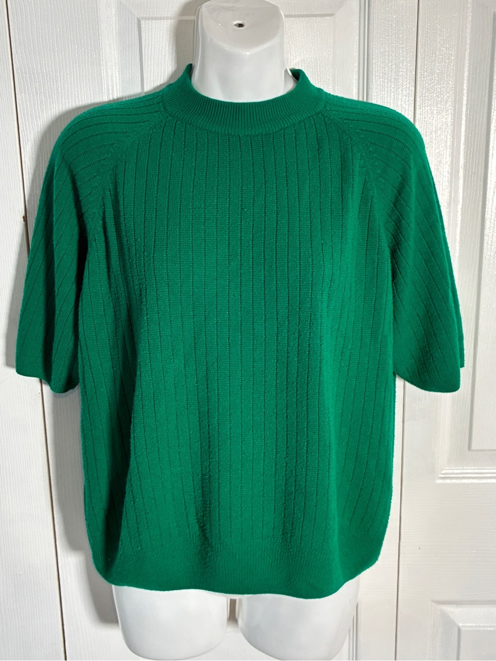 Koret Green Ribbed Mock Neck Sweater, Size XL